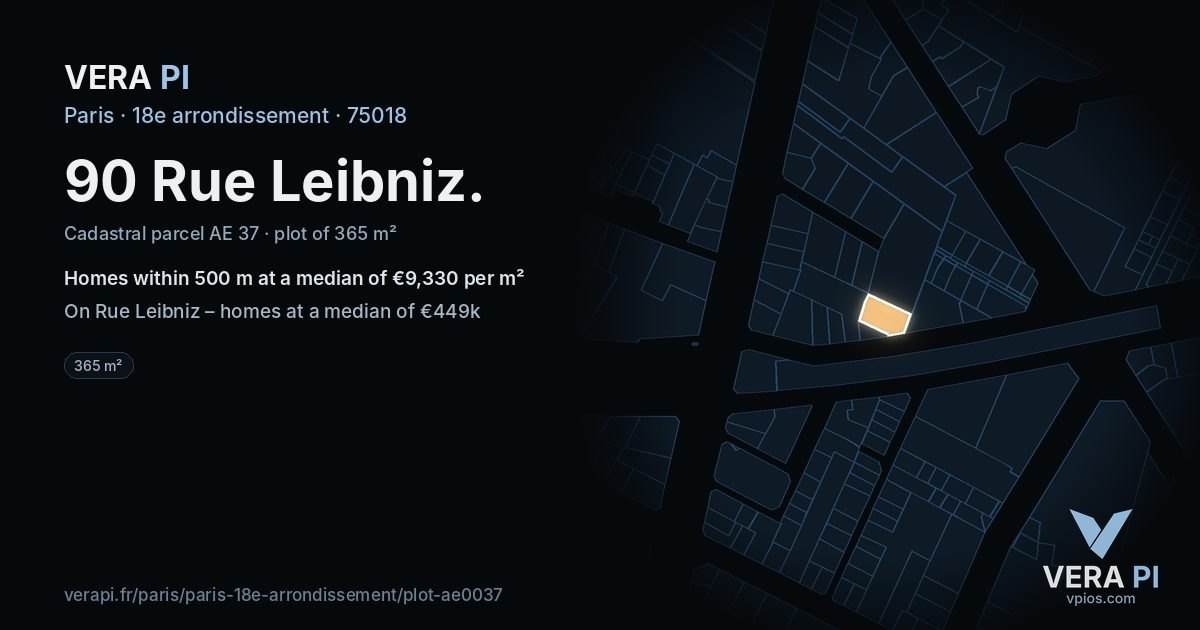 90 Rue Leibniz, 18e arrondissement at night – the plot lit, the parcels around coloured by the prices near them