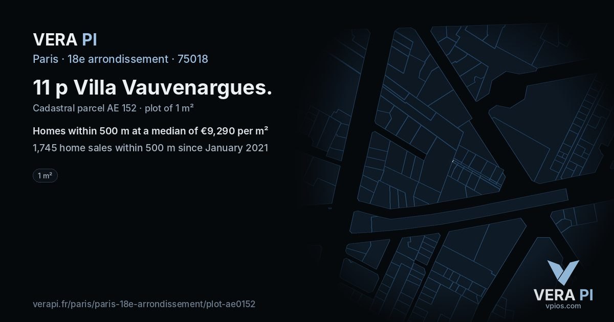 11 p Villa Vauvenargues, 18e arrondissement at night – the plot lit, the parcels around coloured by the prices near them