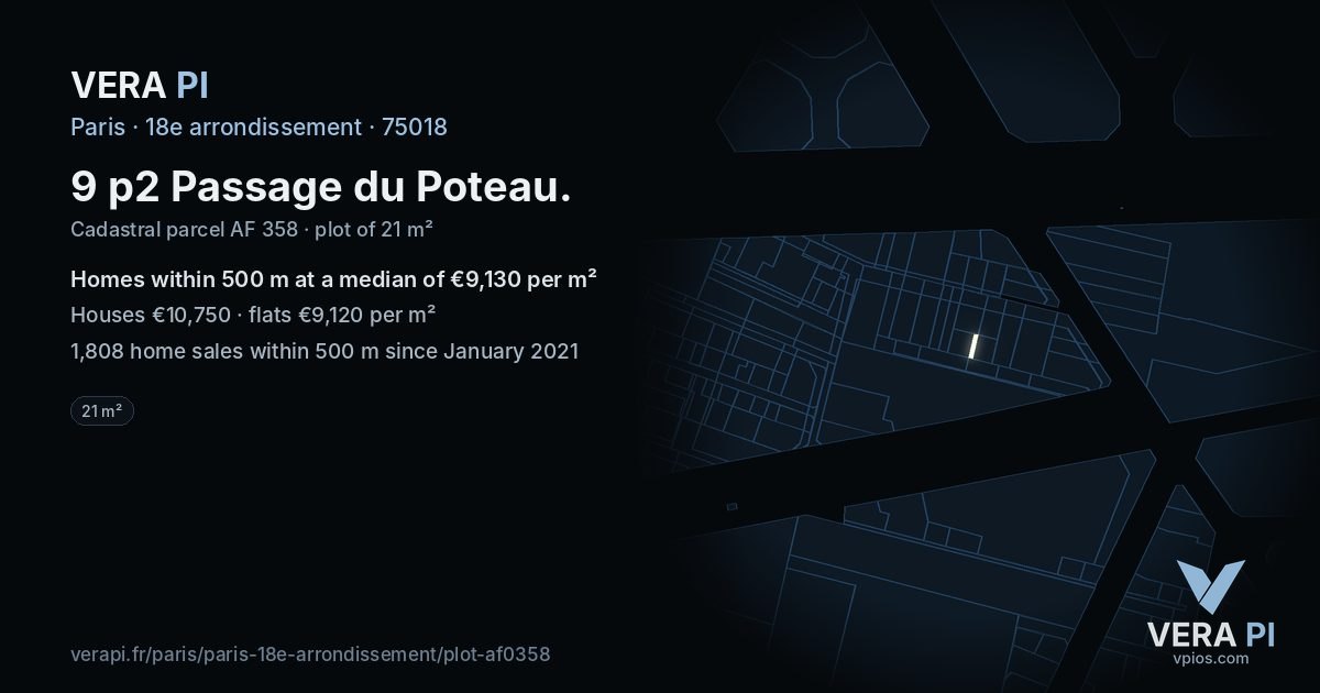9 p2 Passage du Poteau, 18e arrondissement at night – the plot lit, the parcels around coloured by the prices near them