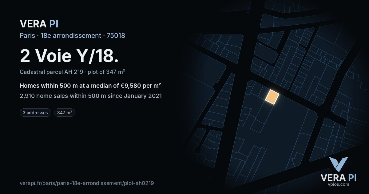2 Voie Y/18, 18e arrondissement at night – the plot lit, the parcels around coloured by the prices near them