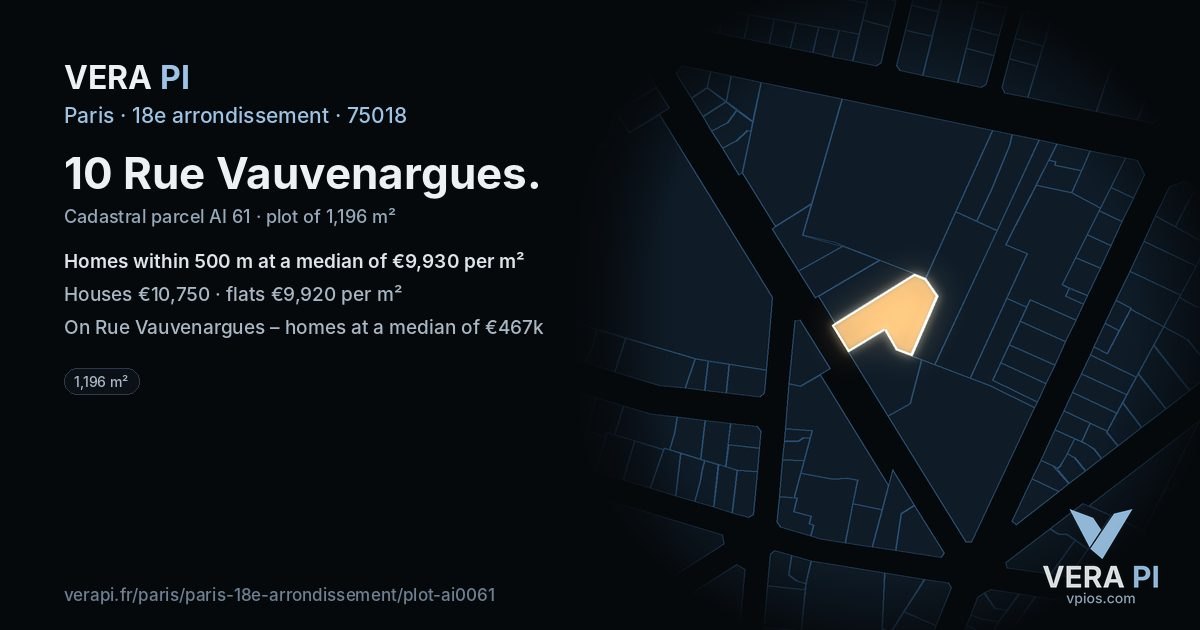 10 Rue Vauvenargues, 18e arrondissement at night – the plot lit, the parcels around coloured by the prices near them