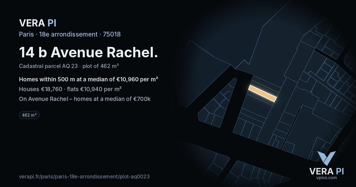 14 b Avenue Rachel, 18e arrondissement at night – the plot lit, the parcels around coloured by the prices near them