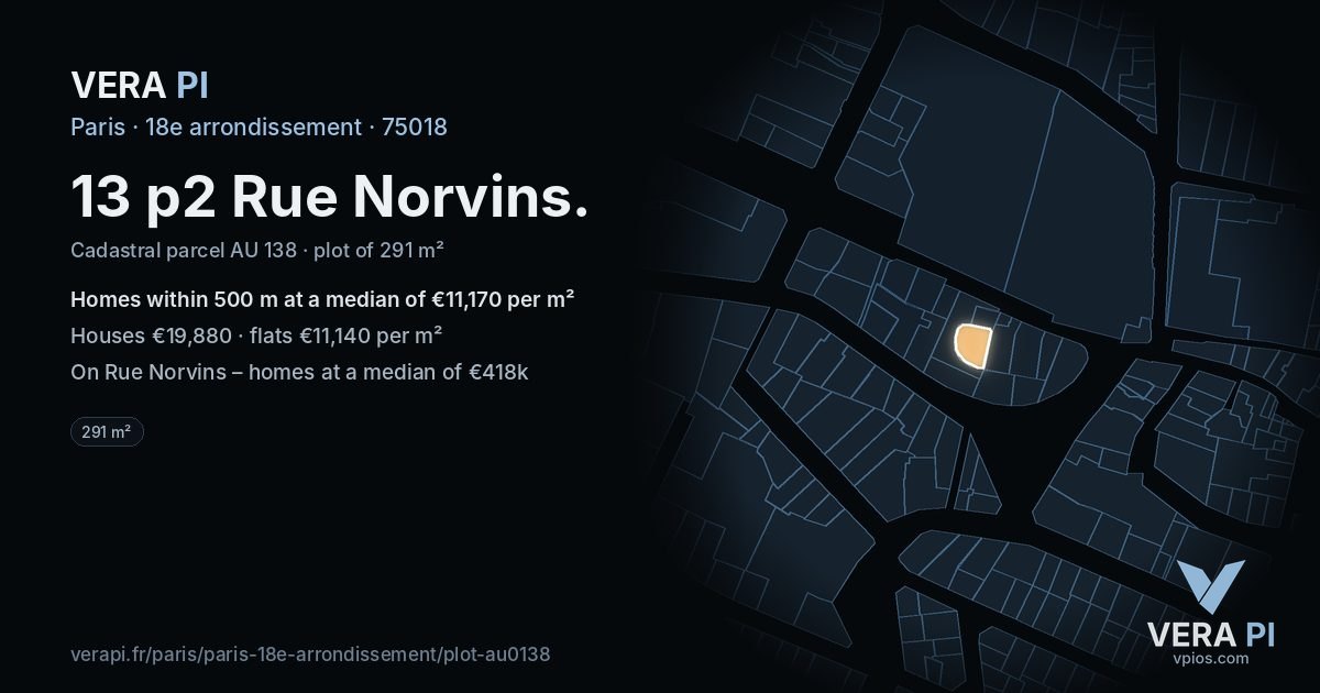 13 p2 Rue Norvins, 18e arrondissement at night – the plot lit, the parcels around coloured by the prices near them