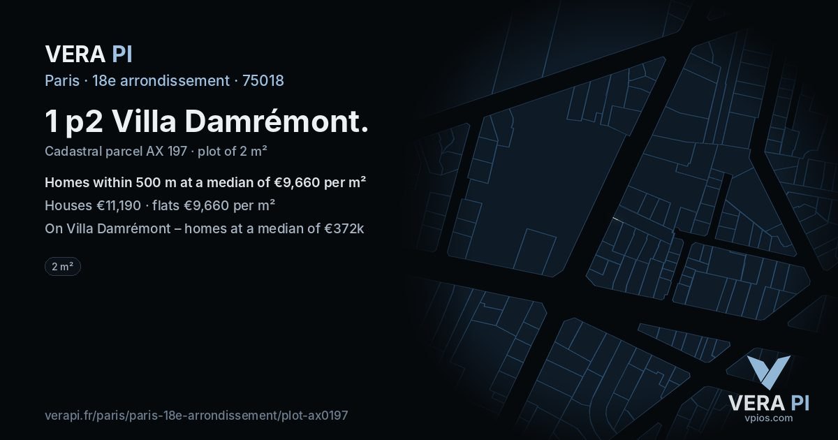 1 p2 Villa Damrémont, 18e arrondissement at night – the plot lit, the parcels around coloured by the prices near them