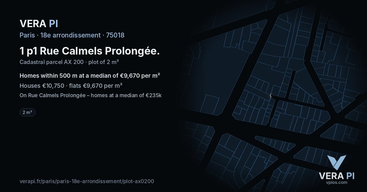1 p1 Rue Calmels Prolongée, 18e arrondissement at night – the plot lit, the parcels around coloured by the prices near them