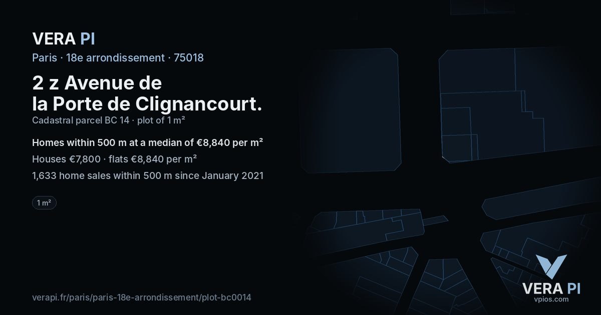 2 z Avenue de la Porte de Clignancourt, 18e arrondissement at night – the plot lit, the parcels around coloured by the prices near them