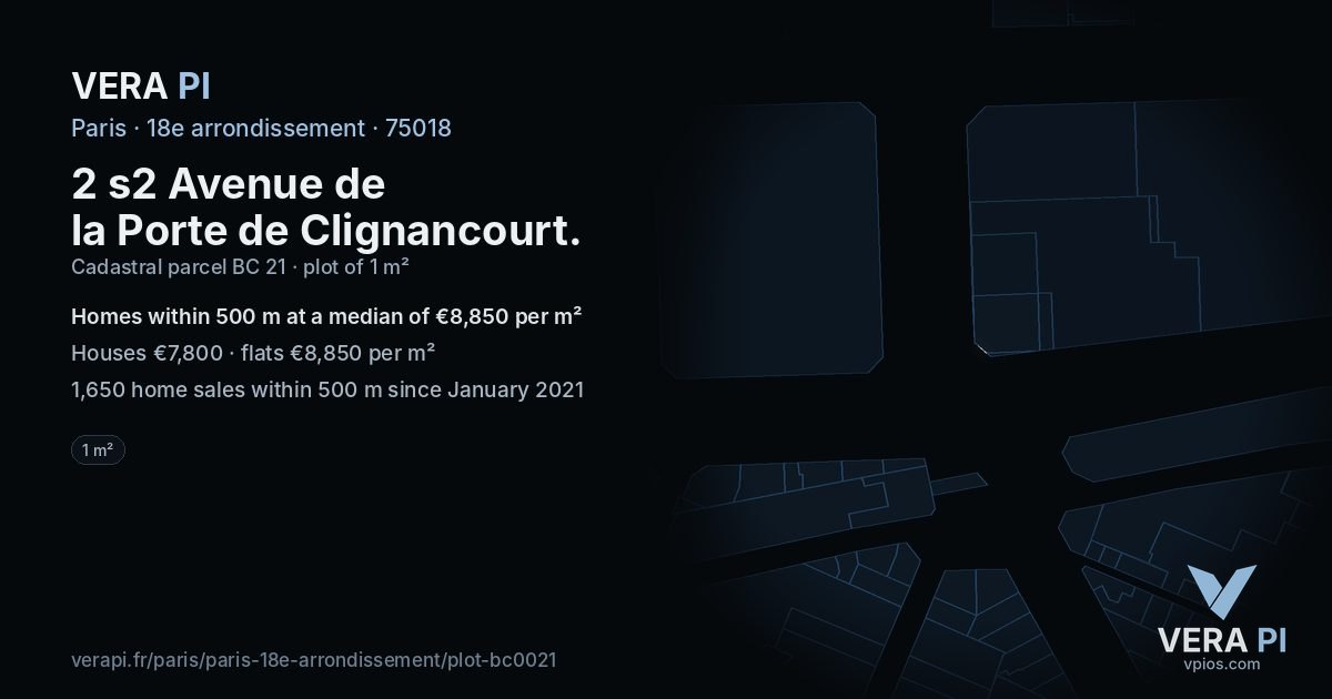 2 s2 Avenue de la Porte de Clignancourt, 18e arrondissement at night – the plot lit, the parcels around coloured by the prices near them