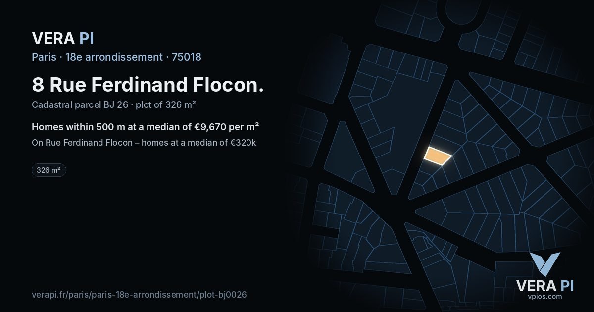 8 Rue Ferdinand Flocon, 18e arrondissement at night – the plot lit, the parcels around coloured by the prices near them