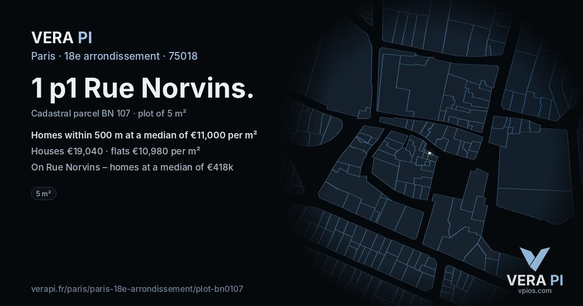 1 p1 Rue Norvins, 18e arrondissement at night – the plot lit, the parcels around coloured by the prices near them