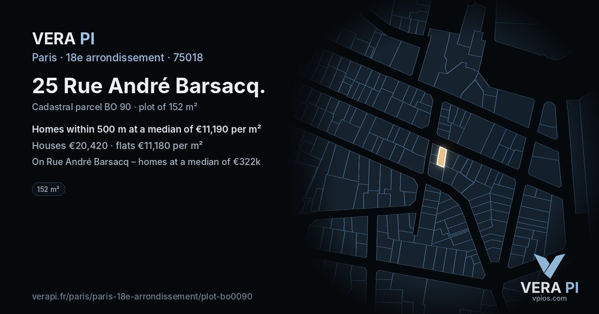 25 Rue André Barsacq, 18e arrondissement at night – the plot lit, the parcels around coloured by the prices near them