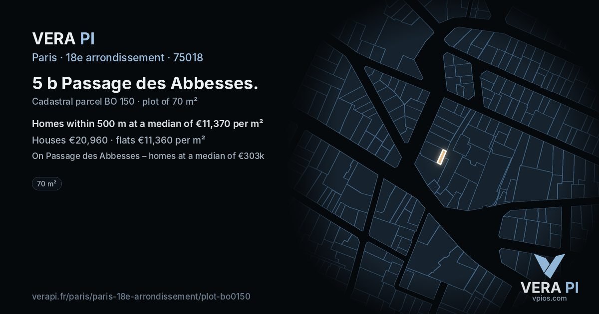 5 b Passage des Abbesses, 18e arrondissement at night – the plot lit, the parcels around coloured by the prices near them