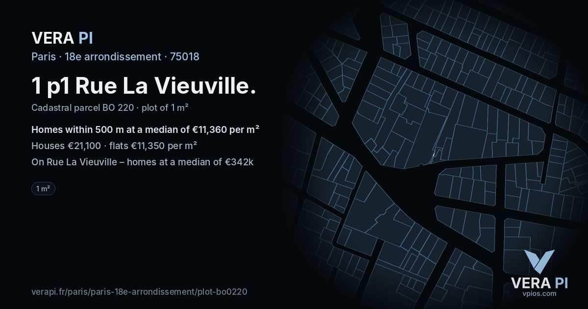 1 p1 Rue La Vieuville, 18e arrondissement at night – the plot lit, the parcels around coloured by the prices near them