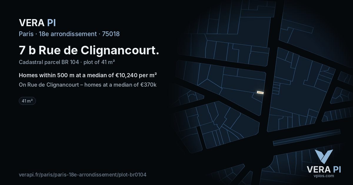 7 b Rue de Clignancourt, 18e arrondissement at night – the plot lit, the parcels around coloured by the prices near them