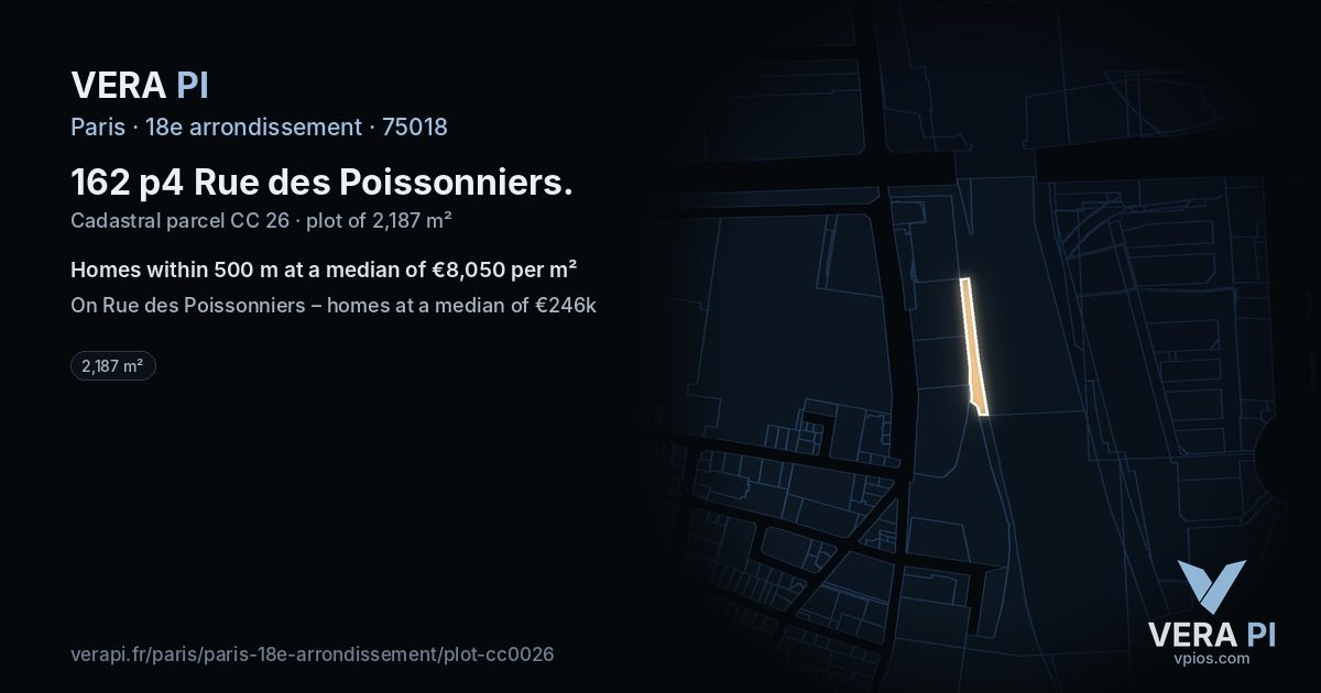 162 p4 Rue des Poissonniers, 18e arrondissement at night – the plot lit, the parcels around coloured by the prices near them