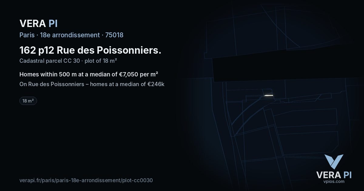 162 p12 Rue des Poissonniers, 18e arrondissement at night – the plot lit, the parcels around coloured by the prices near them