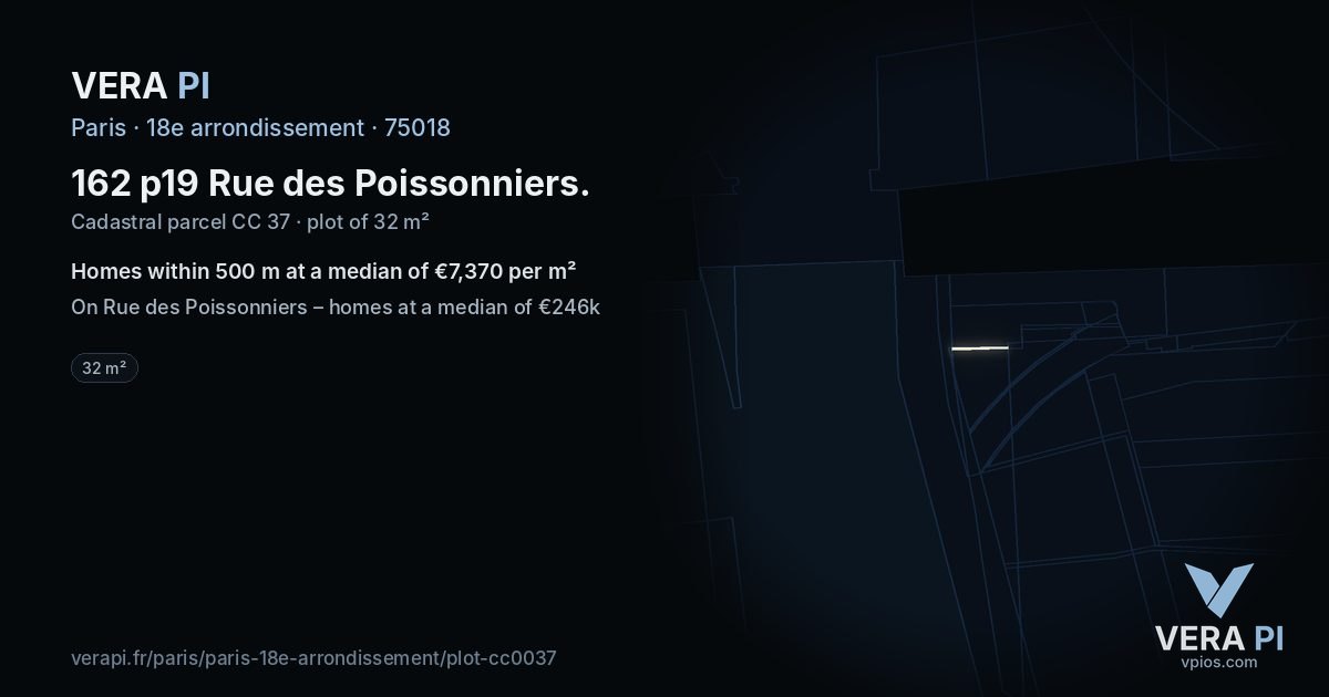 162 p19 Rue des Poissonniers, 18e arrondissement at night – the plot lit, the parcels around coloured by the prices near them