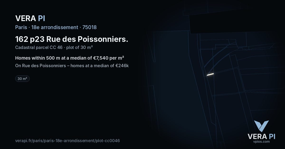162 p23 Rue des Poissonniers, 18e arrondissement at night – the plot lit, the parcels around coloured by the prices near them