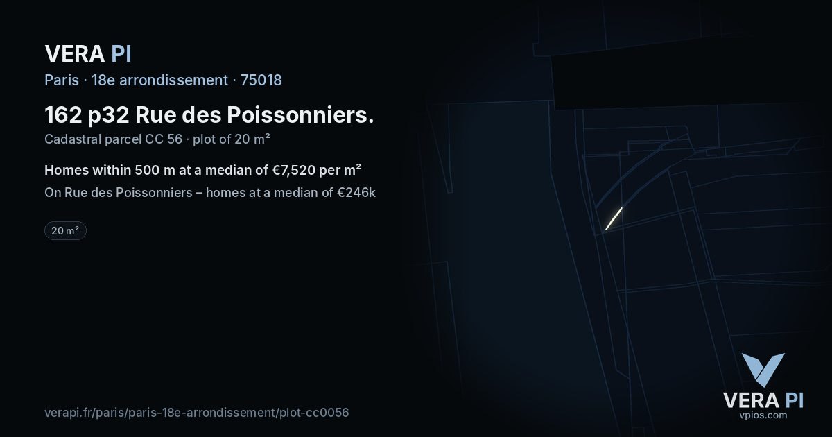 162 p32 Rue des Poissonniers, 18e arrondissement at night – the plot lit, the parcels around coloured by the prices near them