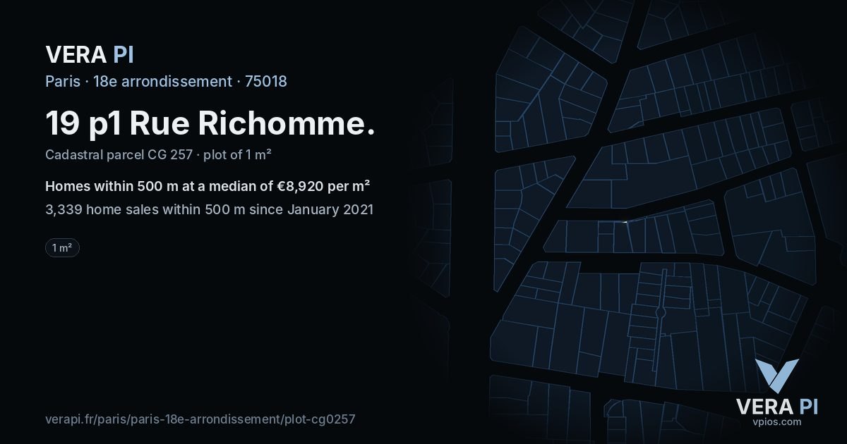 19 p1 Rue Richomme, 18e arrondissement at night – the plot lit, the parcels around coloured by the prices near them