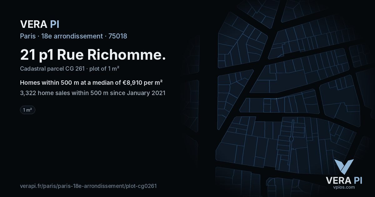 21 p1 Rue Richomme, 18e arrondissement at night – the plot lit, the parcels around coloured by the prices near them