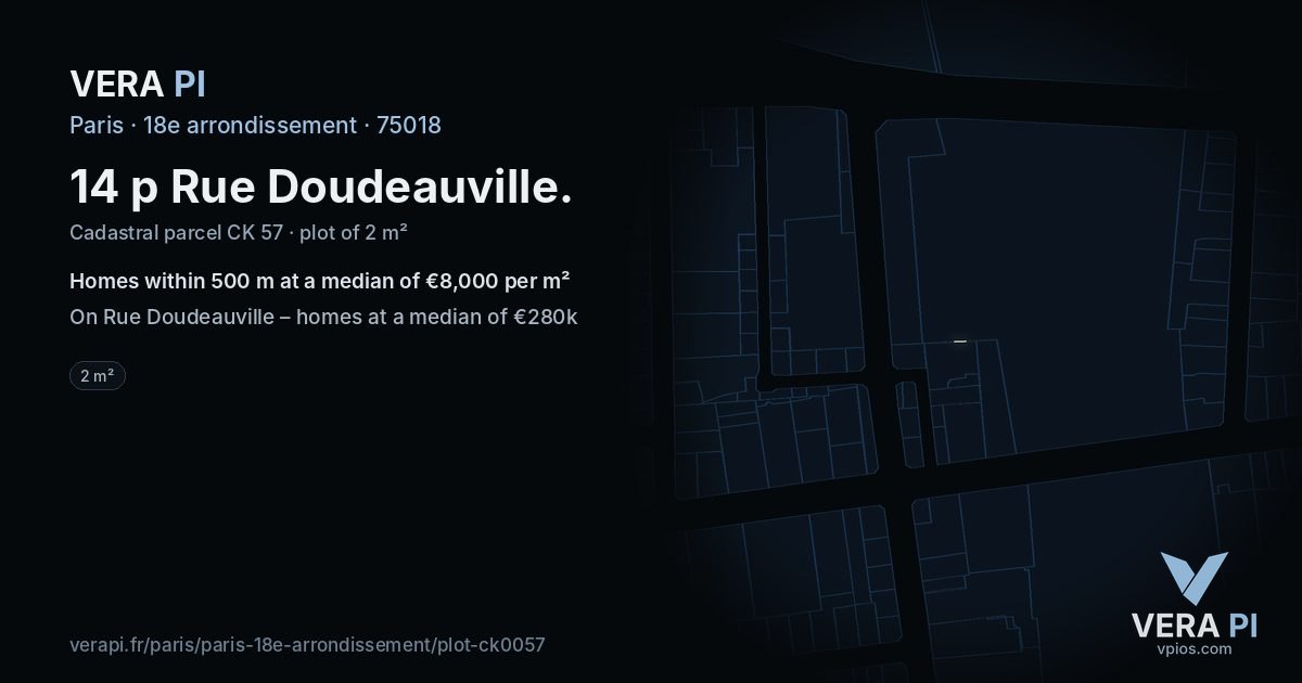14 p Rue Doudeauville, 18e arrondissement at night – the plot lit, the parcels around coloured by the prices near them