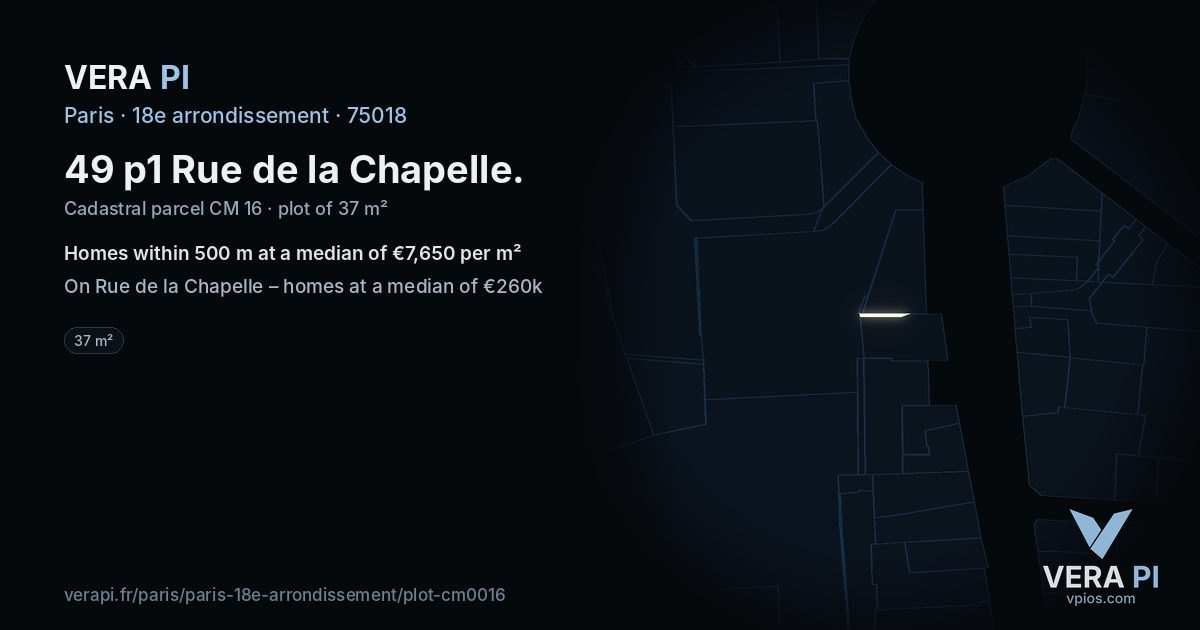 49 p1 Rue de la Chapelle, 18e arrondissement at night – the plot lit, the parcels around coloured by the prices near them