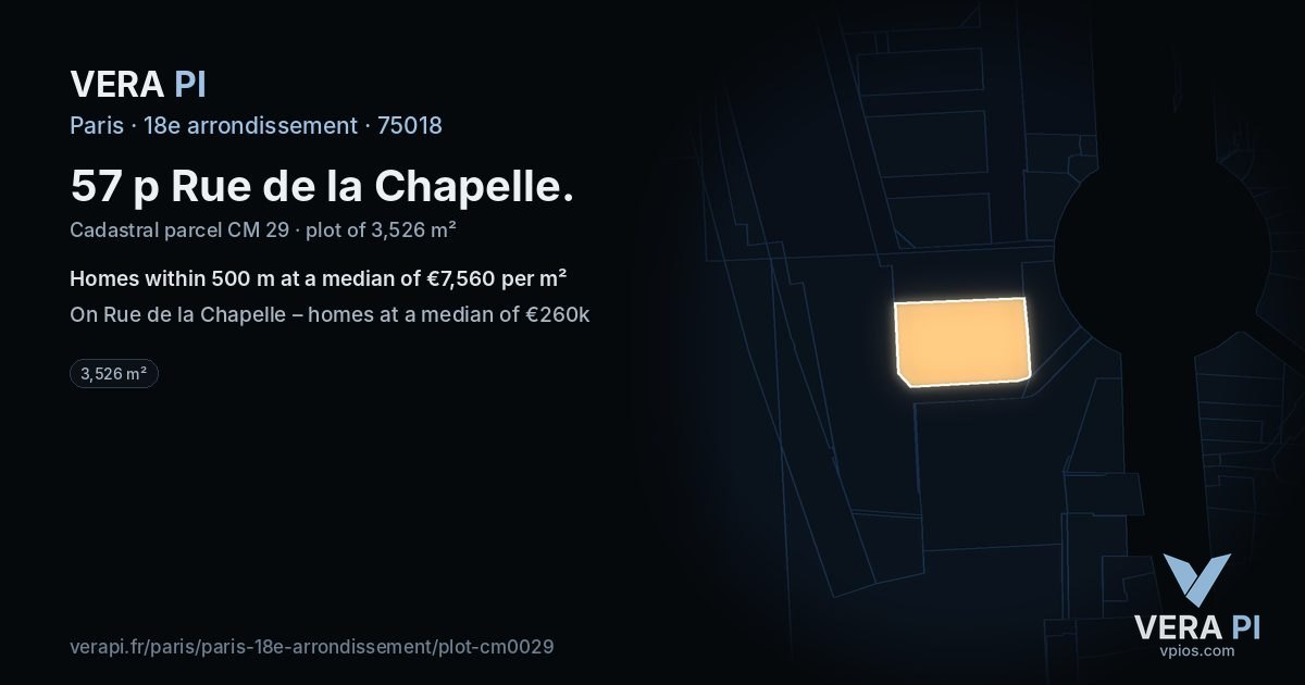 57 p Rue de la Chapelle, 18e arrondissement at night – the plot lit, the parcels around coloured by the prices near them