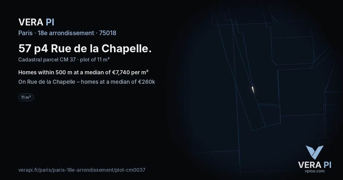 57 p4 Rue de la Chapelle, 18e arrondissement at night – the plot lit, the parcels around coloured by the prices near them