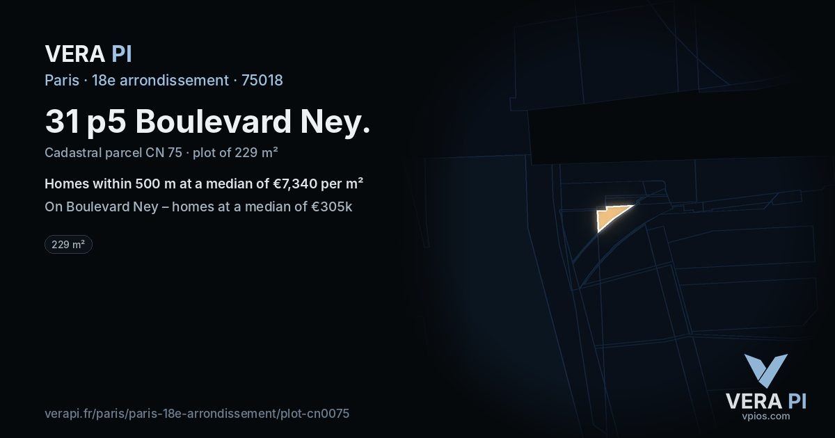 31 p5 Boulevard Ney, 18e arrondissement at night – the plot lit, the parcels around coloured by the prices near them