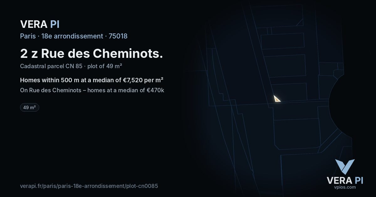 2 z Rue des Cheminots, 18e arrondissement at night – the plot lit, the parcels around coloured by the prices near them