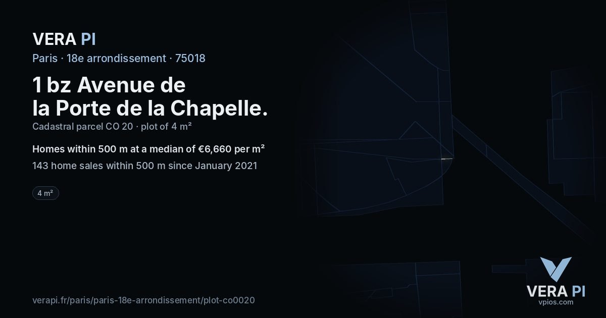 1 bz Avenue de la Porte de la Chapelle, 18e arrondissement at night – the plot lit, the parcels around coloured by the prices near them