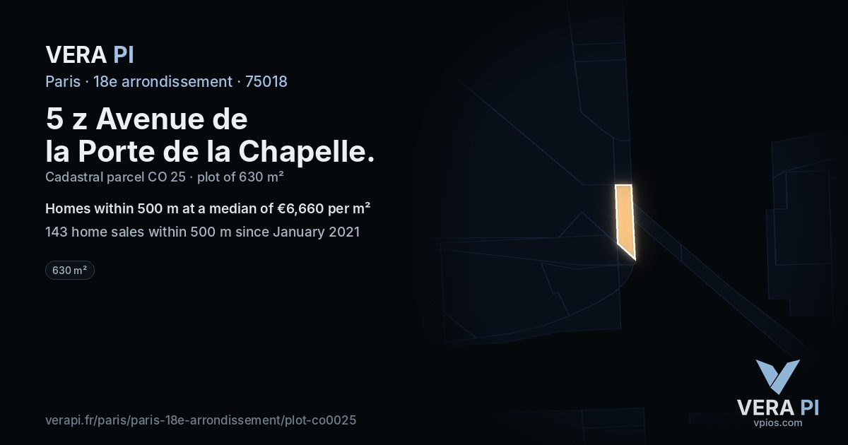 5 z Avenue de la Porte de la Chapelle, 18e arrondissement at night – the plot lit, the parcels around coloured by the prices near them