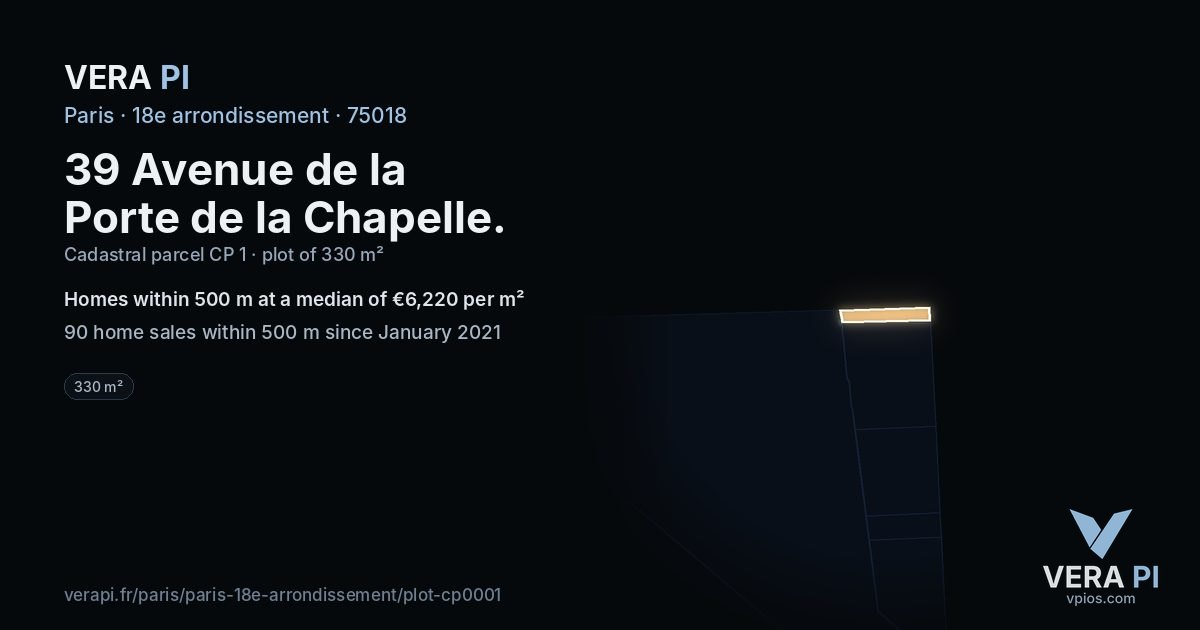 39 Avenue de la Porte de la Chapelle, 18e arrondissement at night – the plot lit, the parcels around coloured by the prices near them