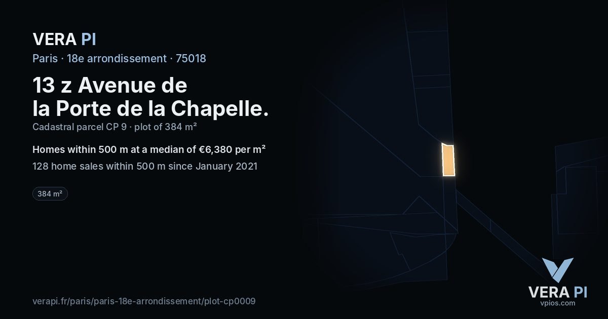 13 z Avenue de la Porte de la Chapelle, 18e arrondissement at night – the plot lit, the parcels around coloured by the prices near them