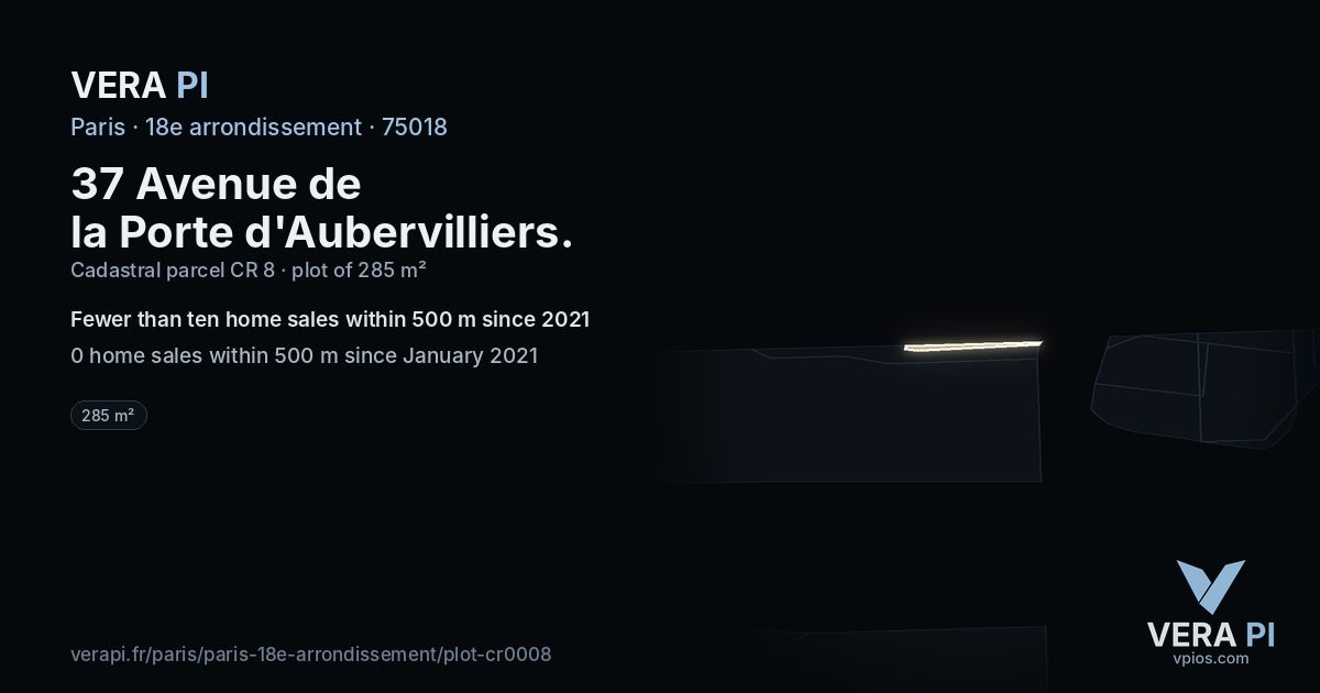 37 Avenue de la Porte d'Aubervilliers, 18e arrondissement at night – the plot lit, the parcels around coloured by the prices near them