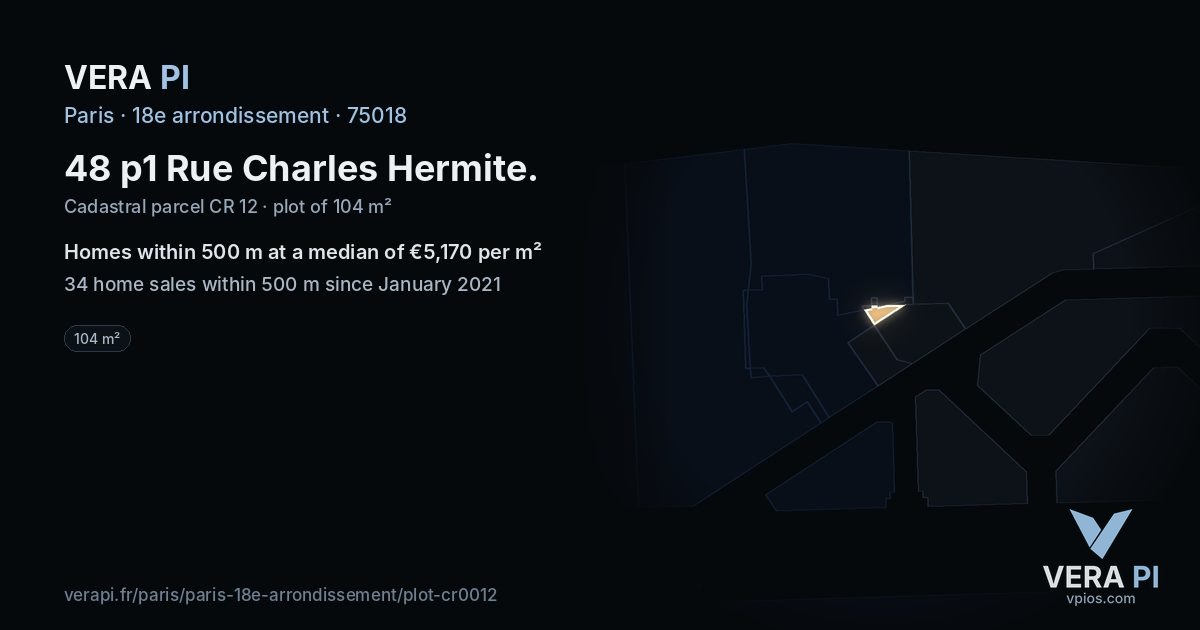 48 p1 Rue Charles Hermite, 18e arrondissement at night – the plot lit, the parcels around coloured by the prices near them