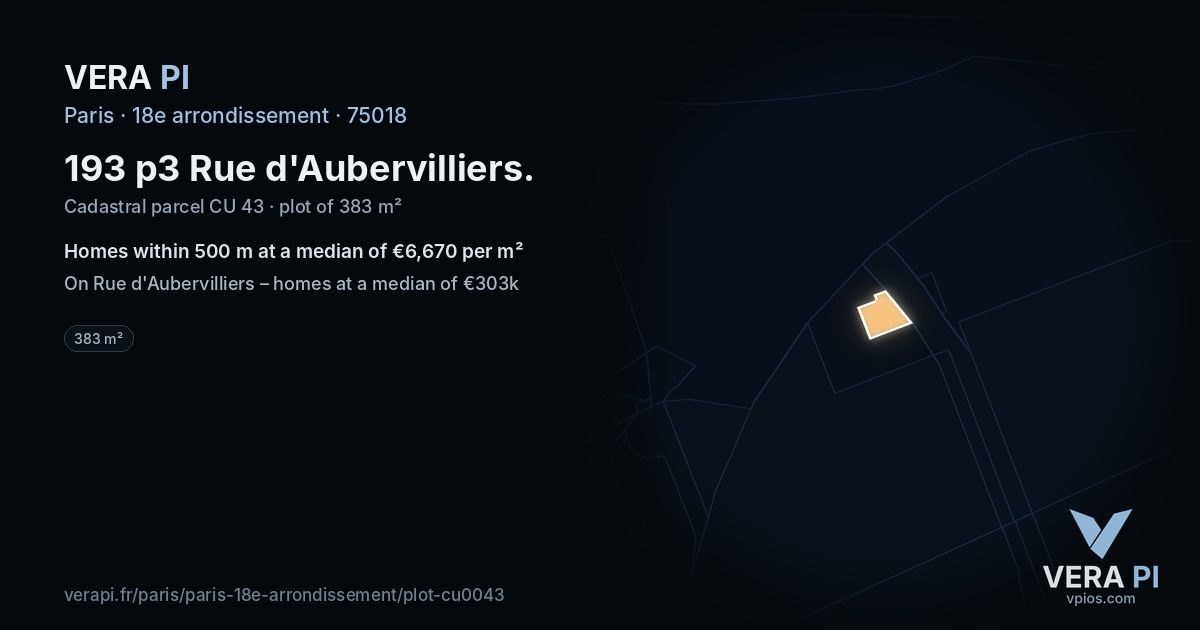 193 p3 Rue d'Aubervilliers, 18e arrondissement at night – the plot lit, the parcels around coloured by the prices near them