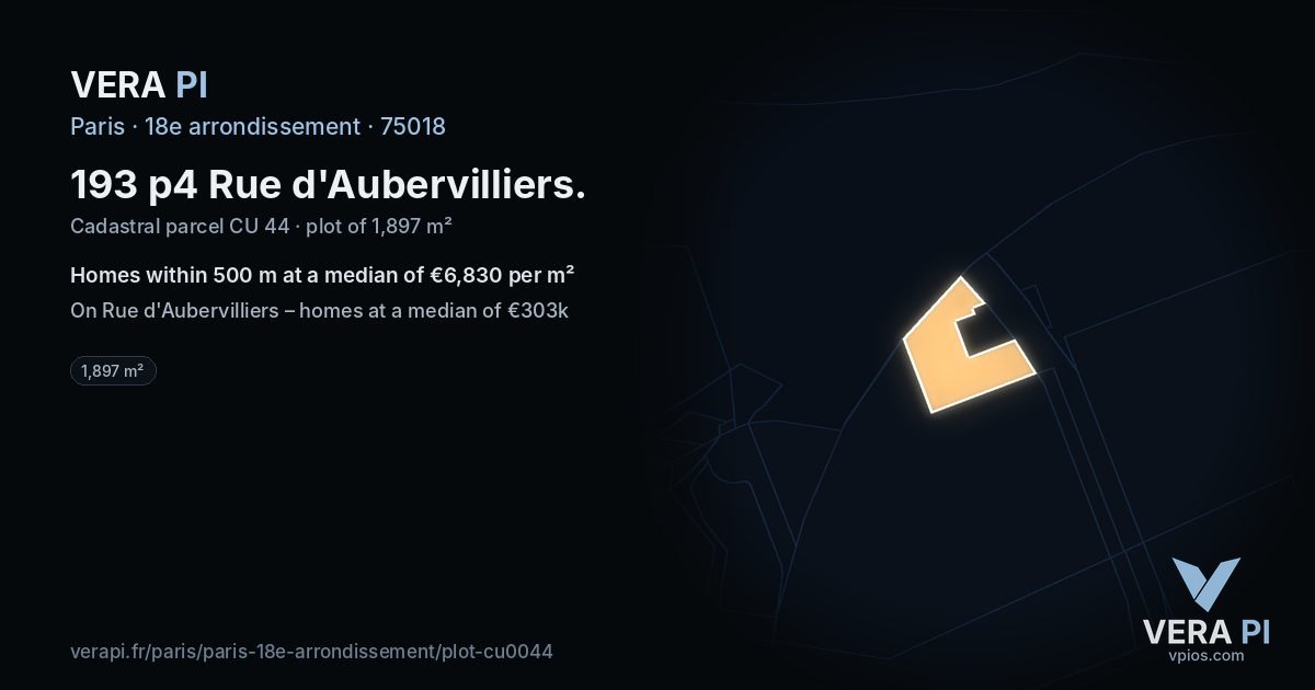 193 p4 Rue d'Aubervilliers, 18e arrondissement at night – the plot lit, the parcels around coloured by the prices near them