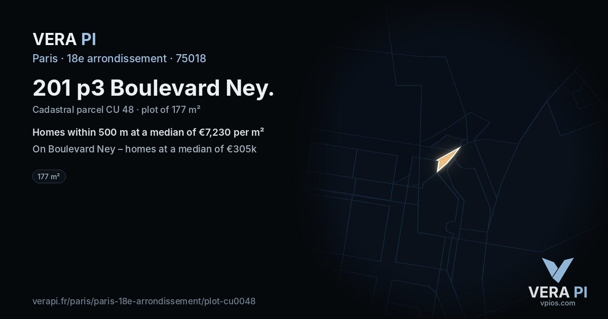 201 p3 Boulevard Ney, 18e arrondissement at night – the plot lit, the parcels around coloured by the prices near them