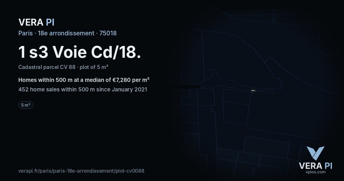 1 s3 Voie Cd/18, 18e arrondissement at night – the plot lit, the parcels around coloured by the prices near them