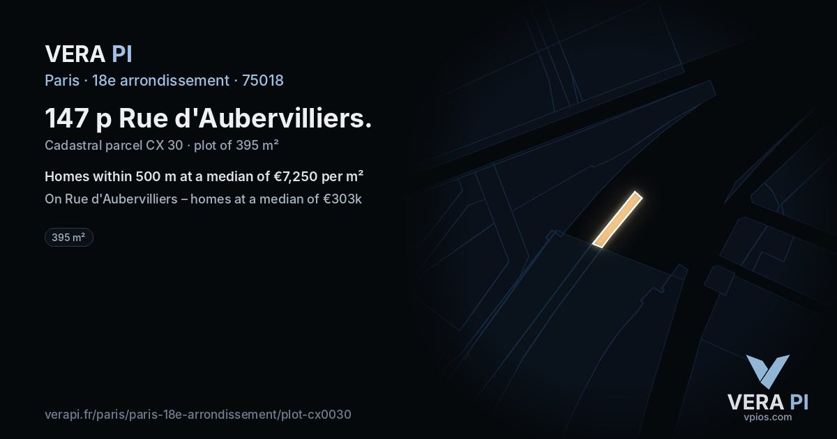 147 p Rue d'Aubervilliers, 18e arrondissement at night – the plot lit, the parcels around coloured by the prices near them