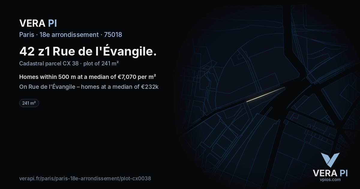 42 z1 Rue de l'Évangile, 18e arrondissement at night – the plot lit, the parcels around coloured by the prices near them
