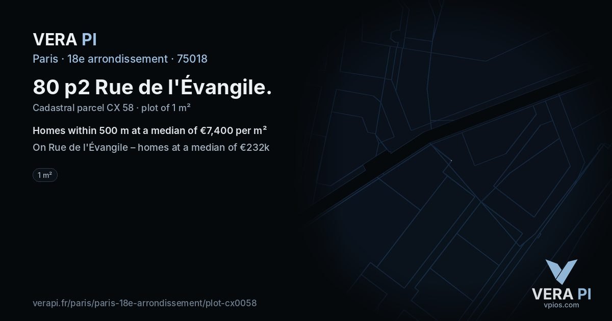 80 p2 Rue de l'Évangile, 18e arrondissement at night – the plot lit, the parcels around coloured by the prices near them