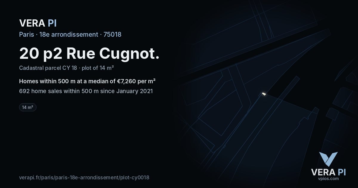 20 p2 Rue Cugnot, 18e arrondissement at night – the plot lit, the parcels around coloured by the prices near them