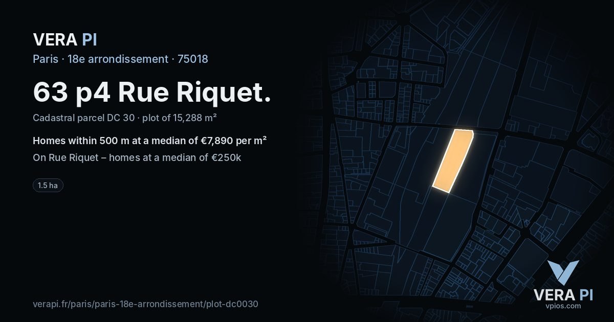 63 p4 Rue Riquet, 18e arrondissement at night – the plot lit, the parcels around coloured by the prices near them