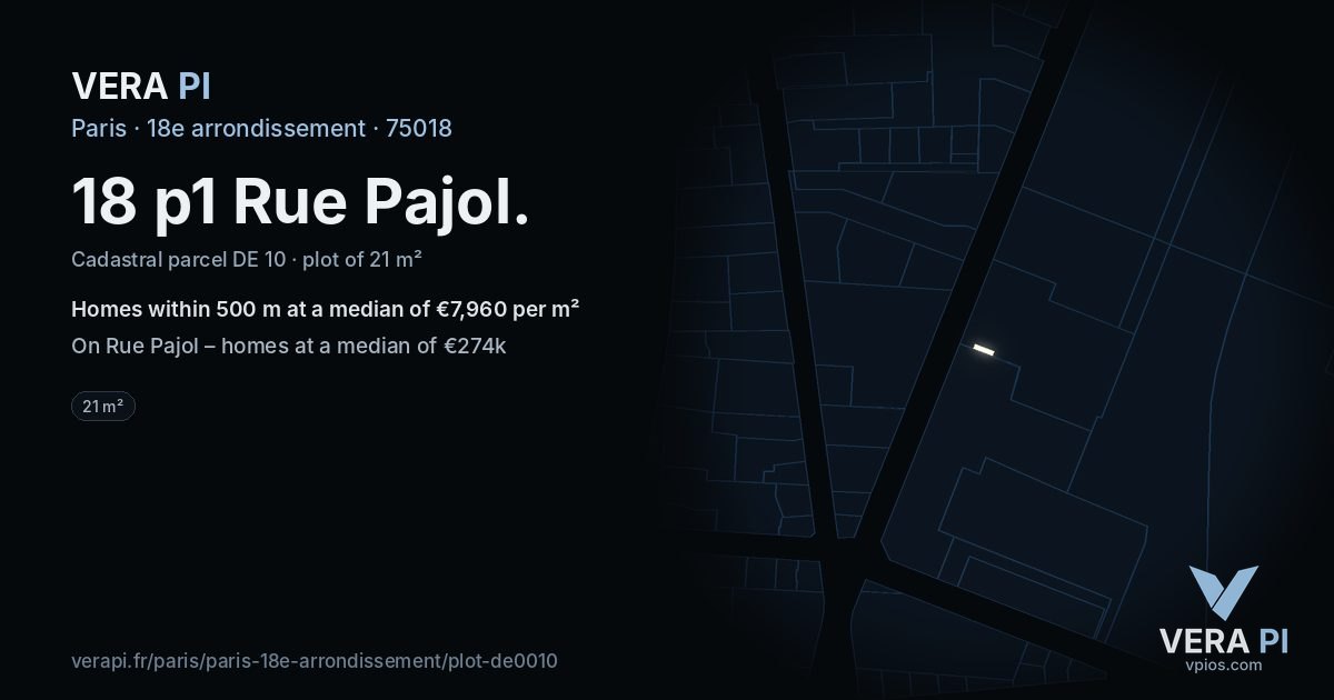 18 p1 Rue Pajol, 18e arrondissement at night – the plot lit, the parcels around coloured by the prices near them
