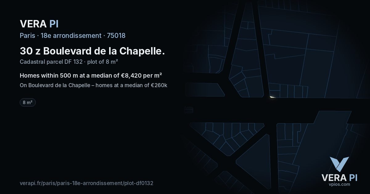 30 z Boulevard de la Chapelle, 18e arrondissement at night – the plot lit, the parcels around coloured by the prices near them