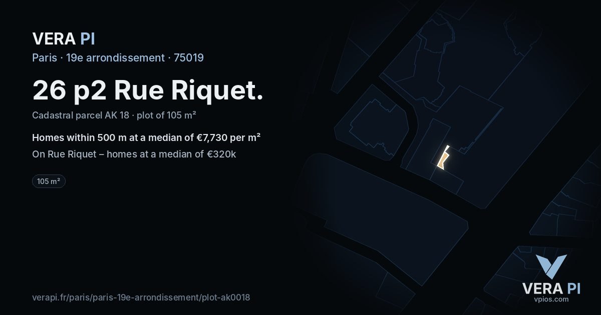26 p2 Rue Riquet, 19e arrondissement at night – the plot lit, the parcels around coloured by the prices near them