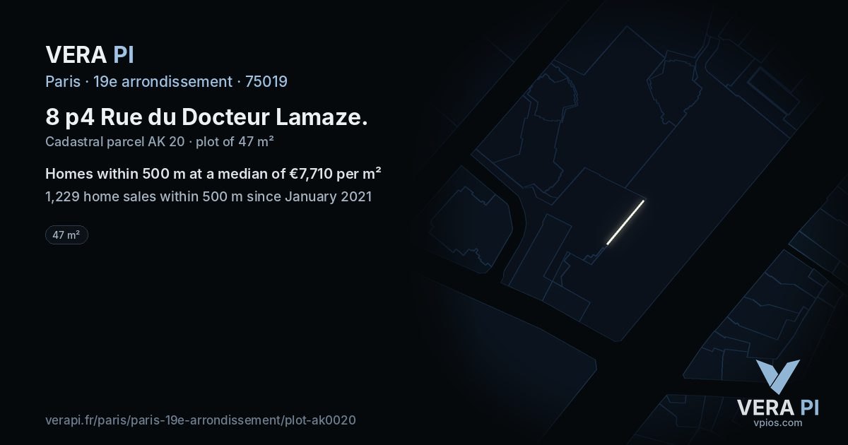 8 p4 Rue du Docteur Lamaze, 19e arrondissement at night – the plot lit, the parcels around coloured by the prices near them