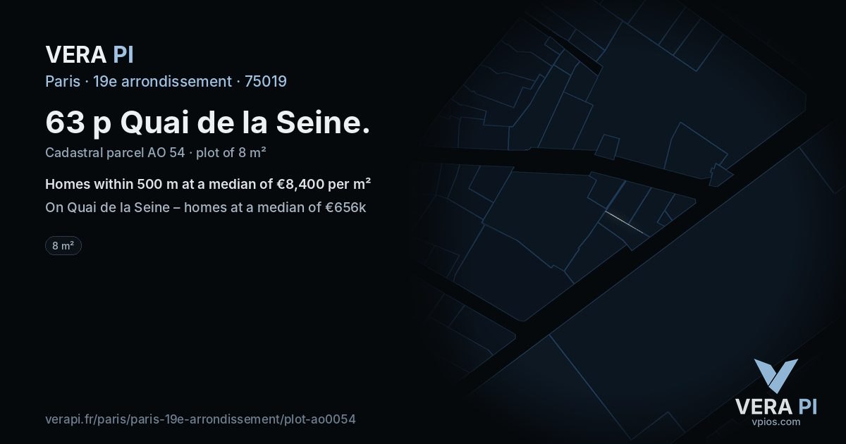 63 p Quai de la Seine, 19e arrondissement at night – the plot lit, the parcels around coloured by the prices near them